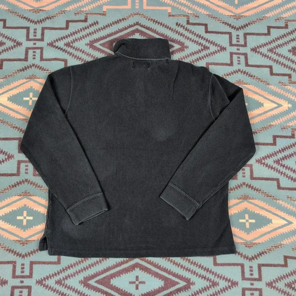 Polo Ralph Lauren 1/4 Zip Pullover Sweater Size L Large boxy Fit Black Cotton